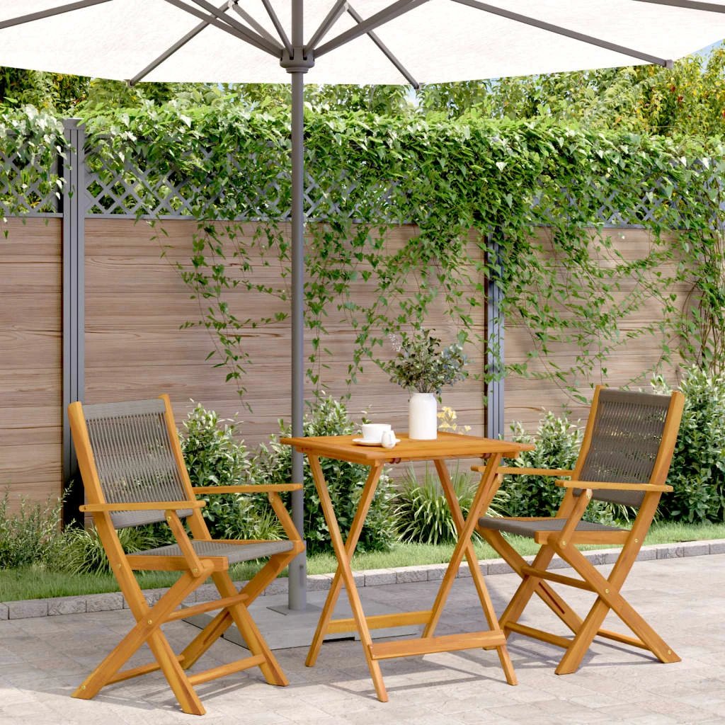 vidaXL 3 Piece Bistro Set Black Polypropylene and Solid Wood by vidaXL