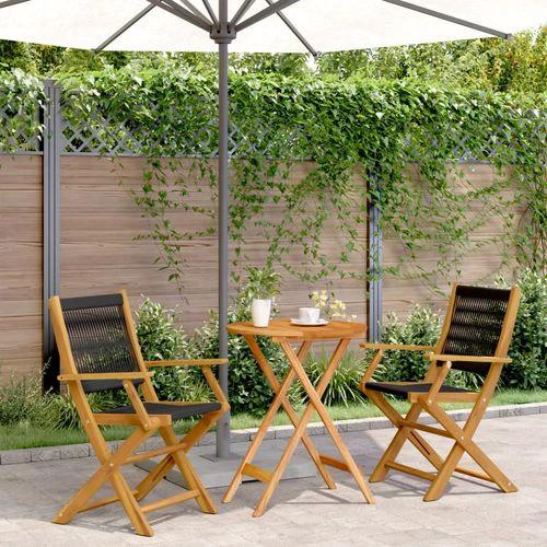 vidaXL vidaXL 3 Piece Bistro Set Black Polypropylene and Solid Wood - Bistro Sets