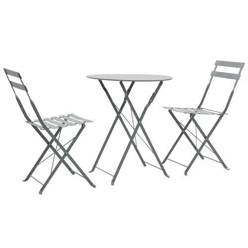 vidaXL vidaXL 3 Piece Bistro Set Steel Grey - Bistro Sets