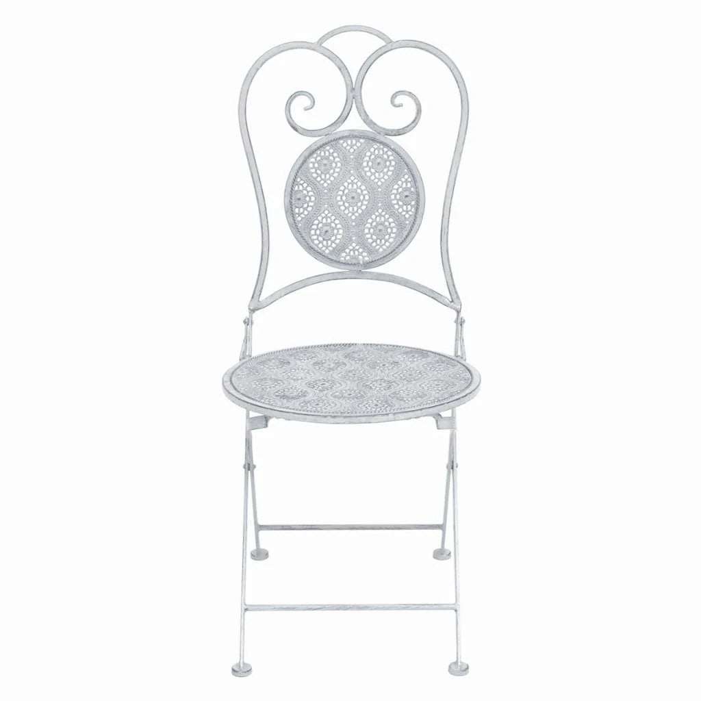 vidaXL vidaXL 3 Piece Bistro Set Steel Greyish White - Bistro Sets