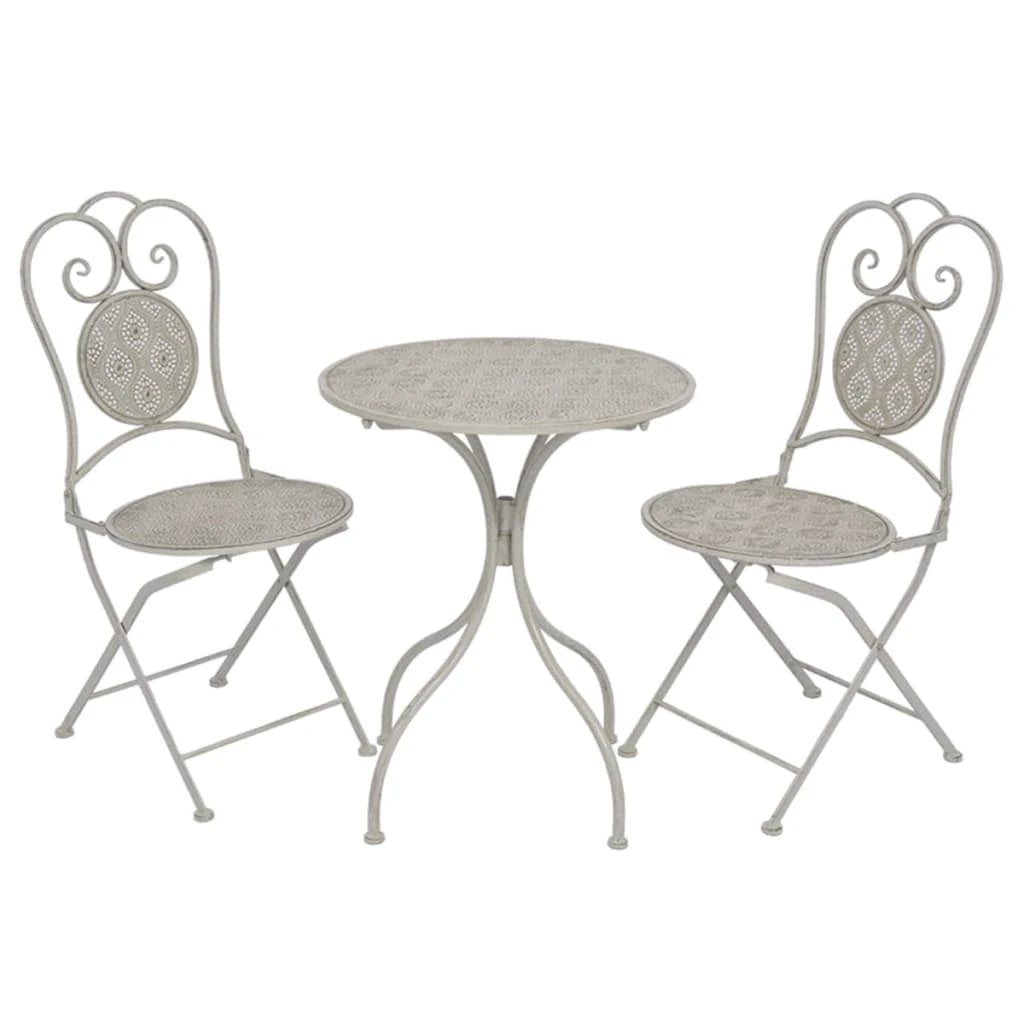 vidaXL 3 Piece Bistro Set Steel Greyish White by vidaXL