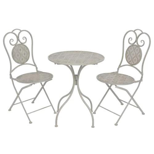 vidaXL 3 Piece Bistro Set Steel Greyish White by vidaXL