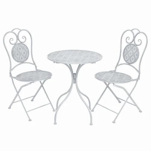 vidaXL 3 Piece Bistro Set Steel Greyish White by vidaXL