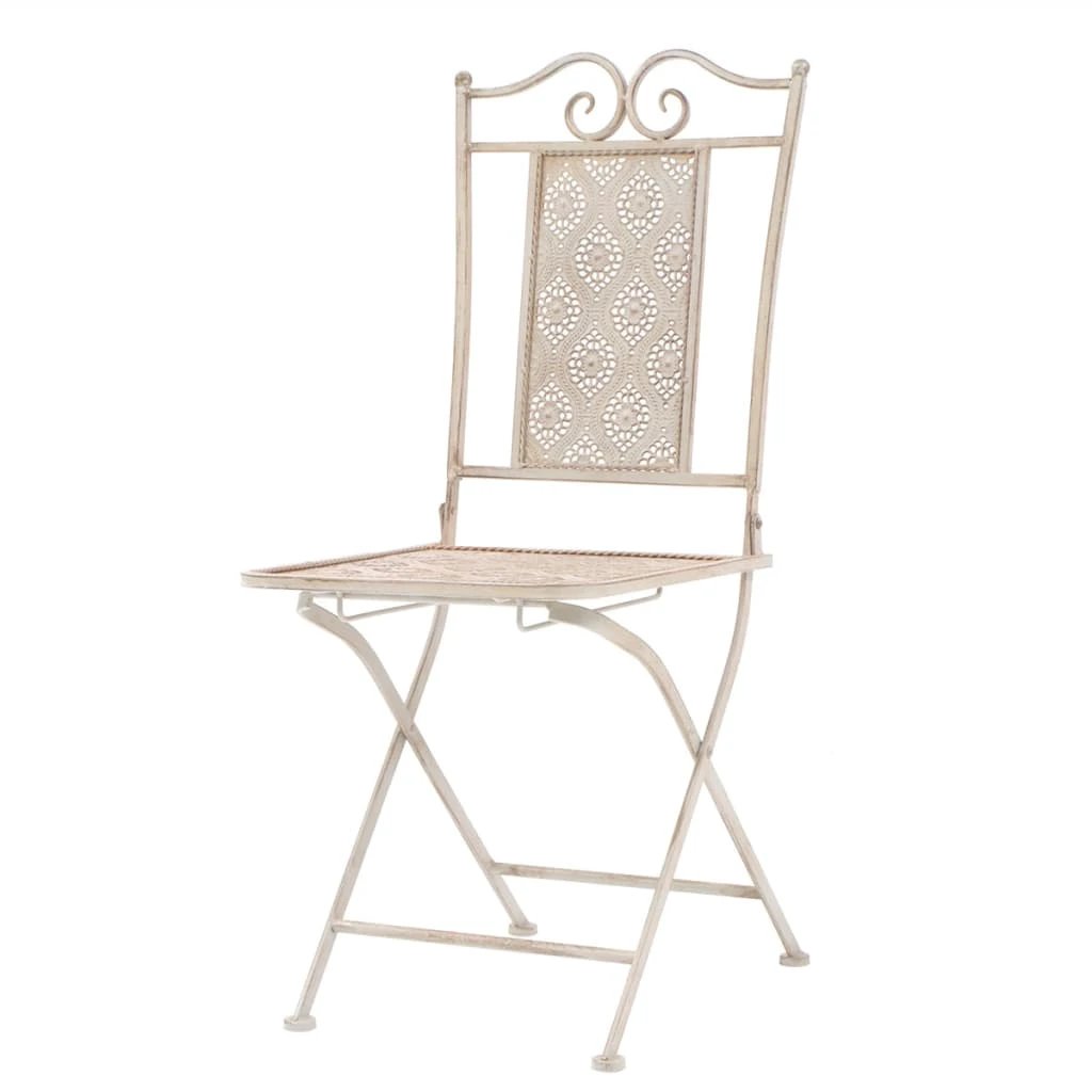 vidaXL 3 Piece Bistro Set Steel White by vidaXL