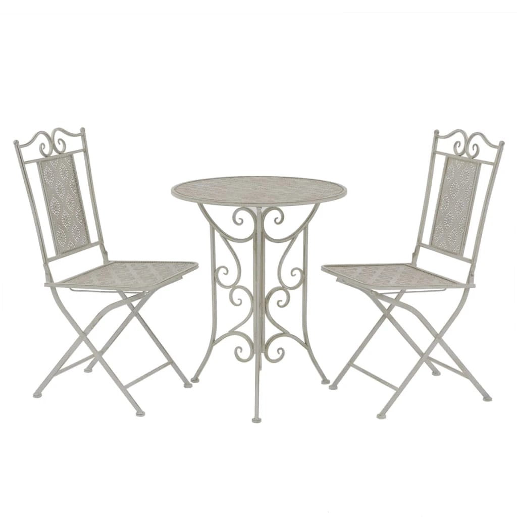 vidaXL vidaXL 3 Piece Bistro Set Steel White - Bistro Sets