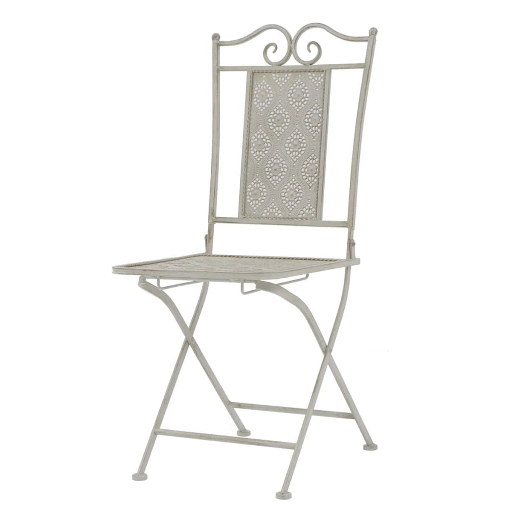 vidaXL vidaXL 3 Piece Bistro Set Steel White - Bistro Sets