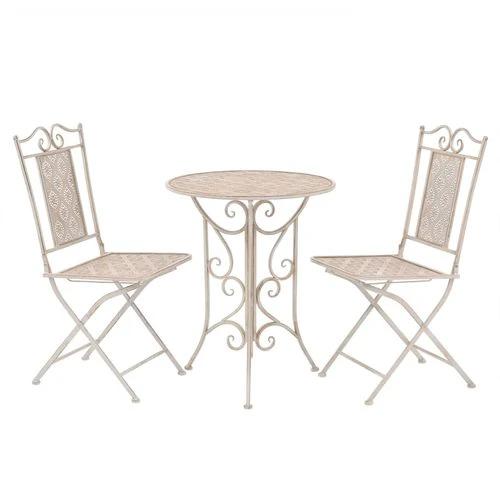 vidaXL vidaXL 3 Piece Bistro Set Steel White - Bistro Sets