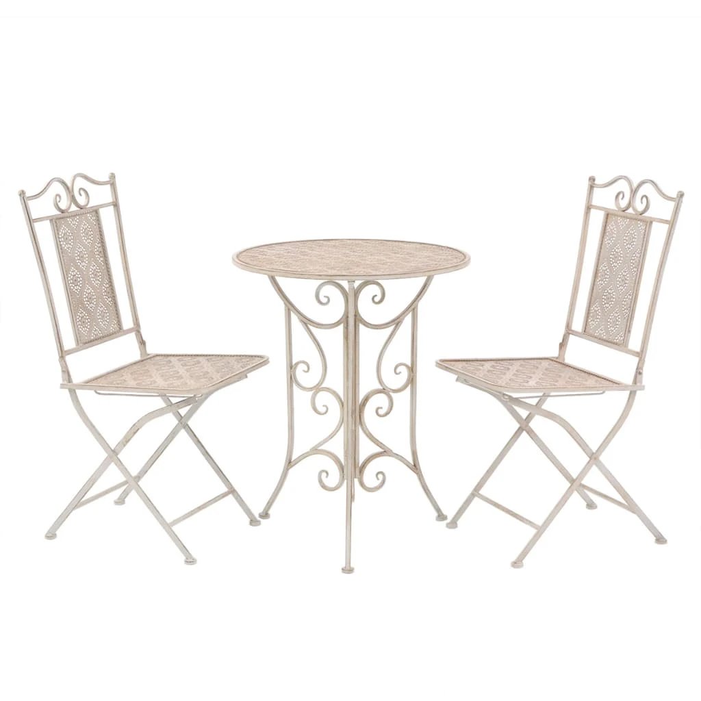 vidaXL vidaXL 3 Piece Bistro Set Steel White - Bistro Sets