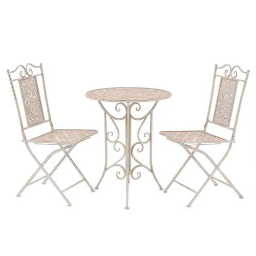 vidaXL vidaXL 3 Piece Bistro Set Steel White - Bistro Sets