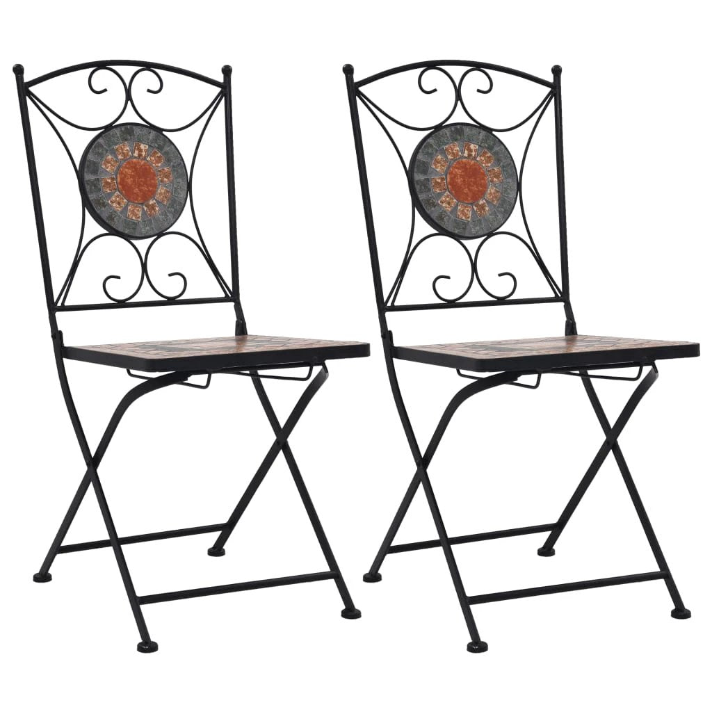 vidaXL Mosaic Bistro Chairs 2 pcs Brown Ceramic - Bistro Sets