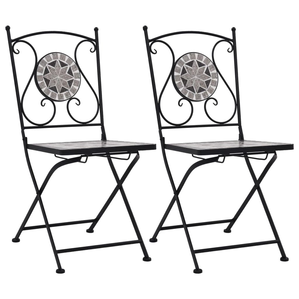 vidaXL Mosaic Bistro Chairs 2 pcs Brown Ceramic - Bistro Sets