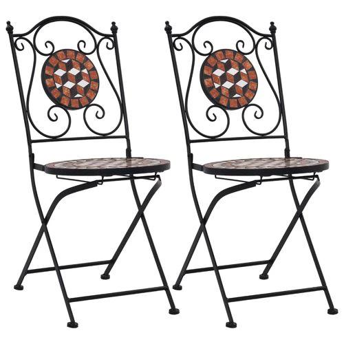vidaXL Mosaic Bistro Chairs 2 pcs Brown Ceramic by vidaXL