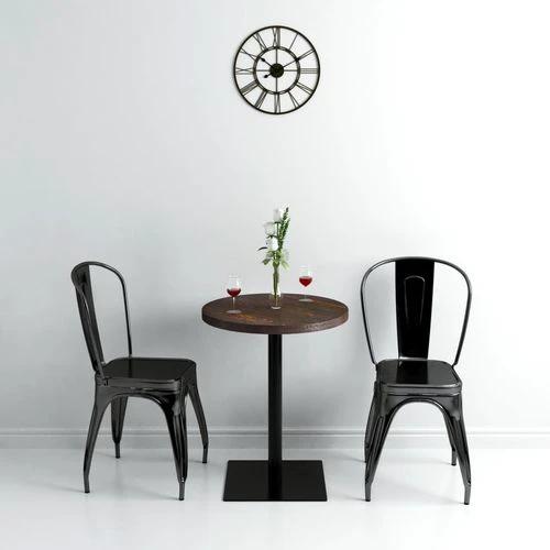 vidaXL Bistro Table MDF and Steel Round 60x75 cm Dark Ash - Bistro Sets