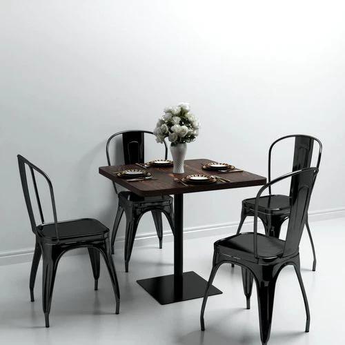 vidaXL Bistro Table MDF and Steel Round 60x75 cm Dark Ash by vidaXL