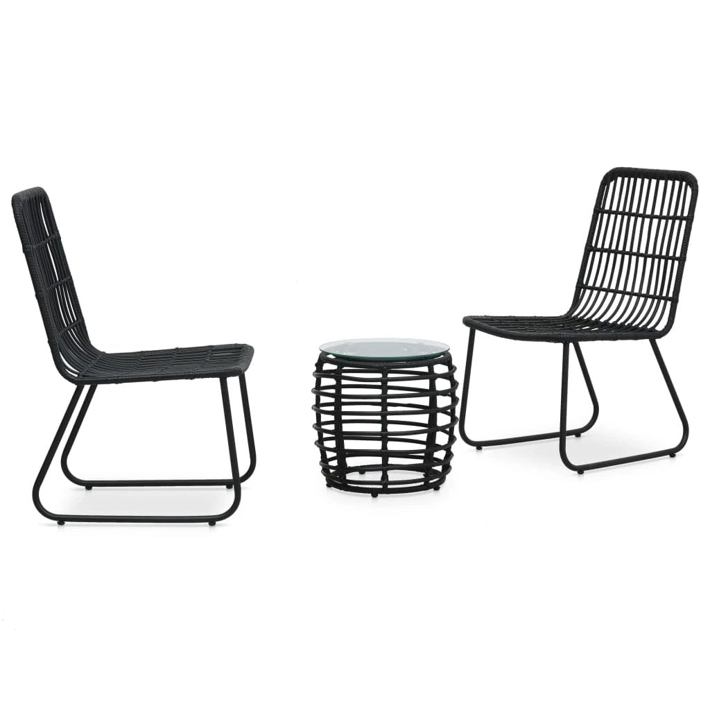 vidaXL 3 Piece Bistro Set Poly Rattan Oak - Bistro Sets