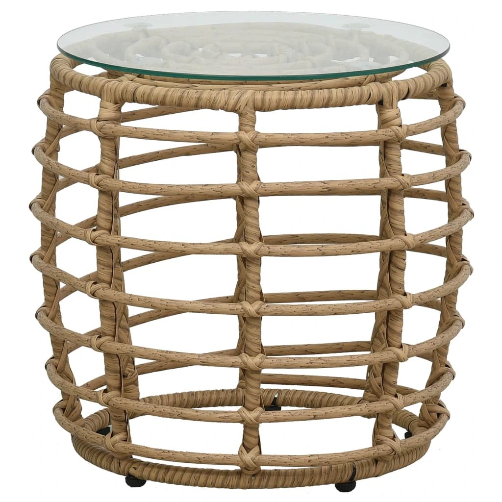 vidaXL 3 Piece Bistro Set Poly Rattan Oak - Bistro Sets