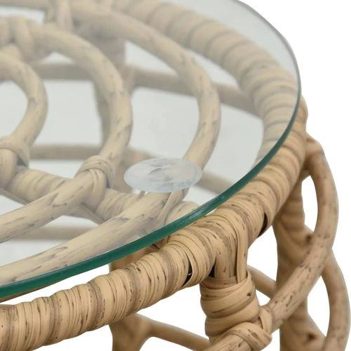 vidaXL 3 Piece Bistro Set Poly Rattan Oak - Bistro Sets