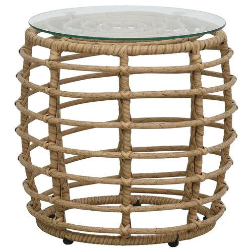 vidaXL 3 Piece Bistro Set Poly Rattan Oak - Bistro Sets
