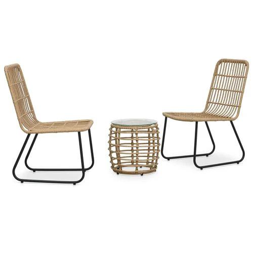 vidaXL 3 Piece Bistro Set Poly Rattan Oak - Bistro Sets