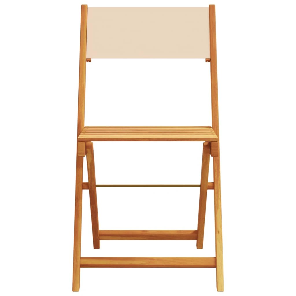 vidaXL Bistro Chairs 2 pcs Cream White Solid Wood Acacia and Fabric by vidaXL