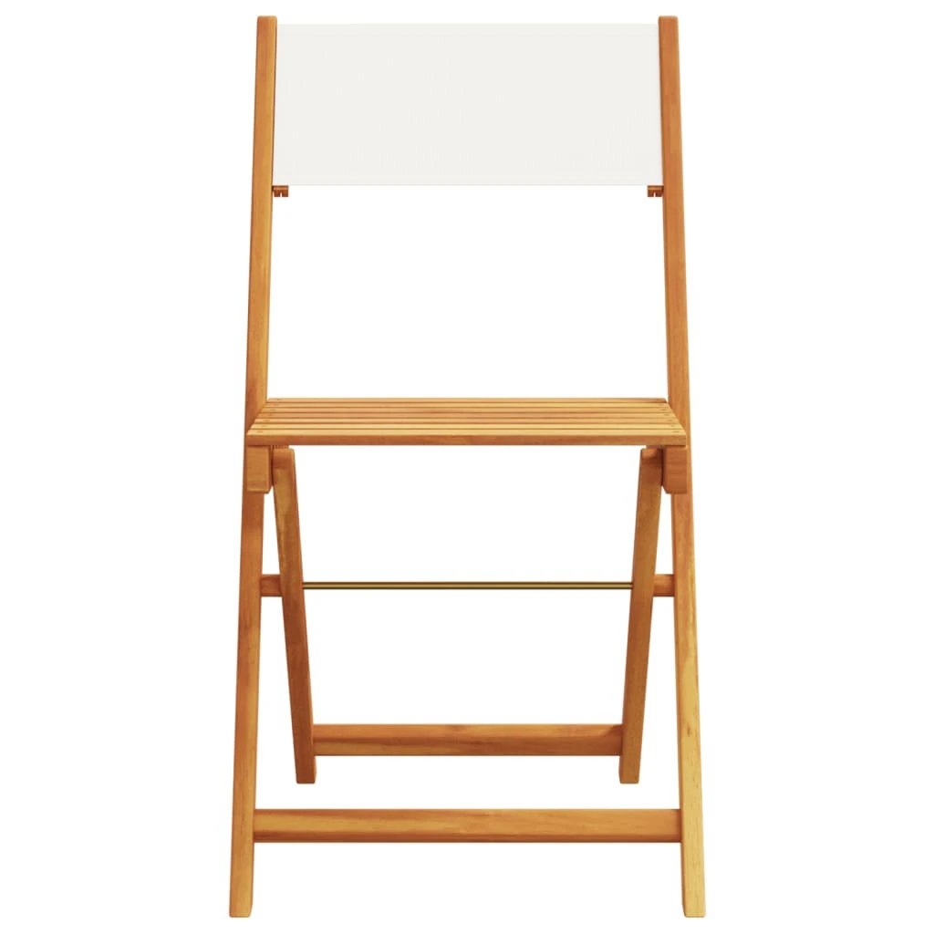 vidaXL Bistro Chairs 2 pcs Cream White Solid Wood Acacia and Fabric - Bistro Sets