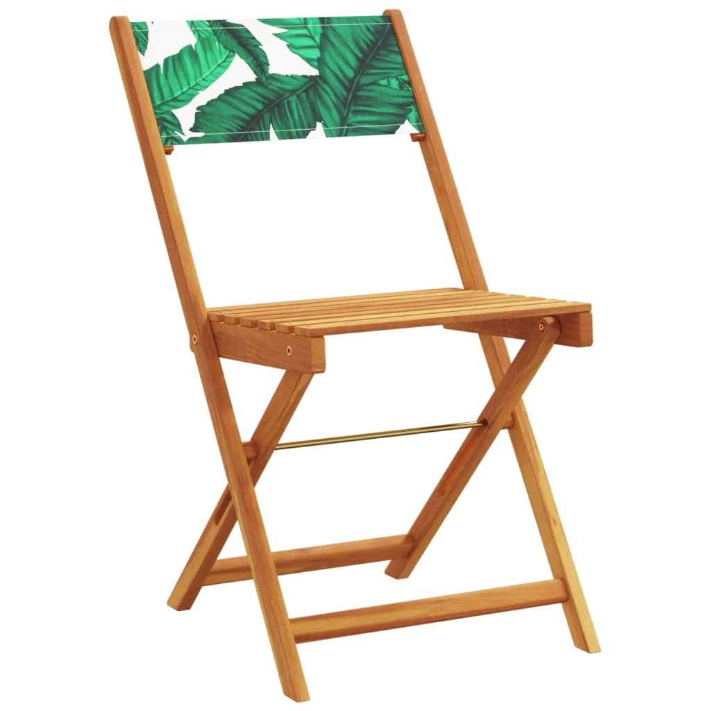 vidaXL Bistro Chairs 2 pcs Cream White Solid Wood Acacia and Fabric by vidaXL