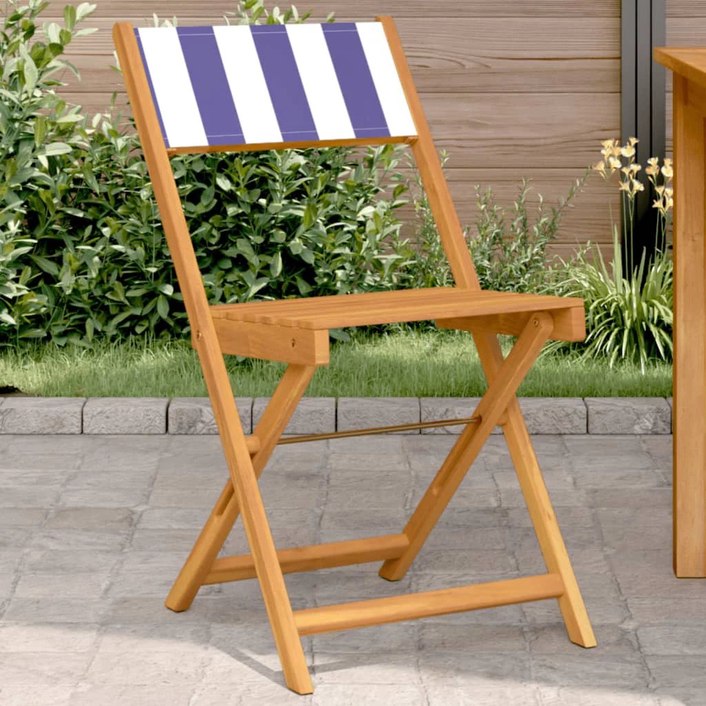 vidaXL Bistro Chairs 2 pcs Cream White Solid Wood Acacia and Fabric - Bistro Sets
