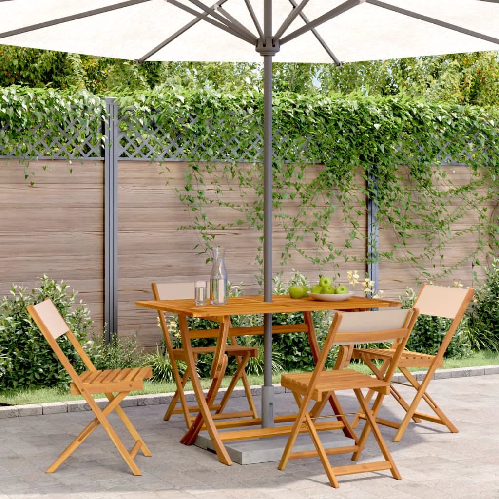 vidaXL Bistro Chairs 2 pcs Cream White Solid Wood Acacia and Fabric by vidaXL