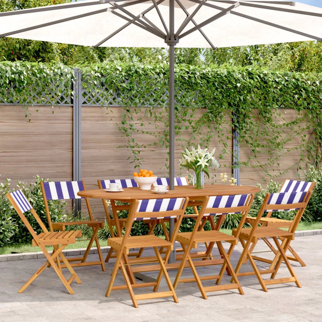 vidaXL Bistro Chairs 2 pcs Cream White Solid Wood Acacia and Fabric - Bistro Sets