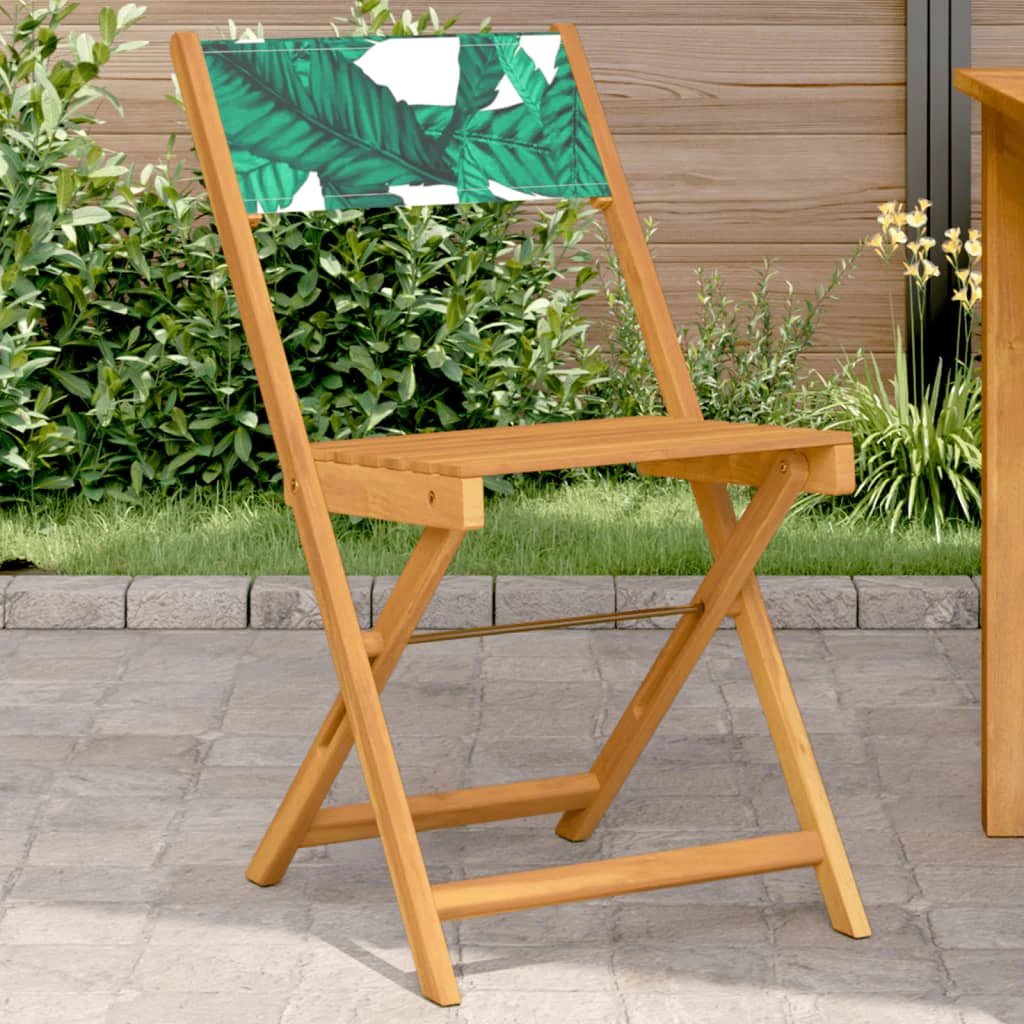 vidaXL Bistro Chairs 2 pcs Cream White Solid Wood Acacia and Fabric - Bistro Sets
