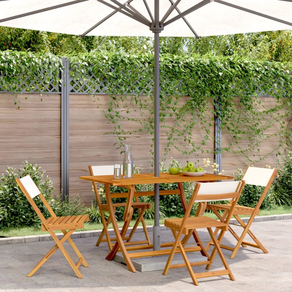 vidaXL Bistro Chairs 2 pcs Cream White Solid Wood Acacia and Fabric - Bistro Sets