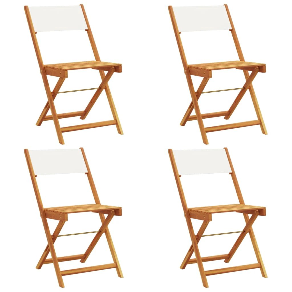 vidaXL Bistro Chairs 2 pcs Cream White Solid Wood Acacia and Fabric - Bistro Sets