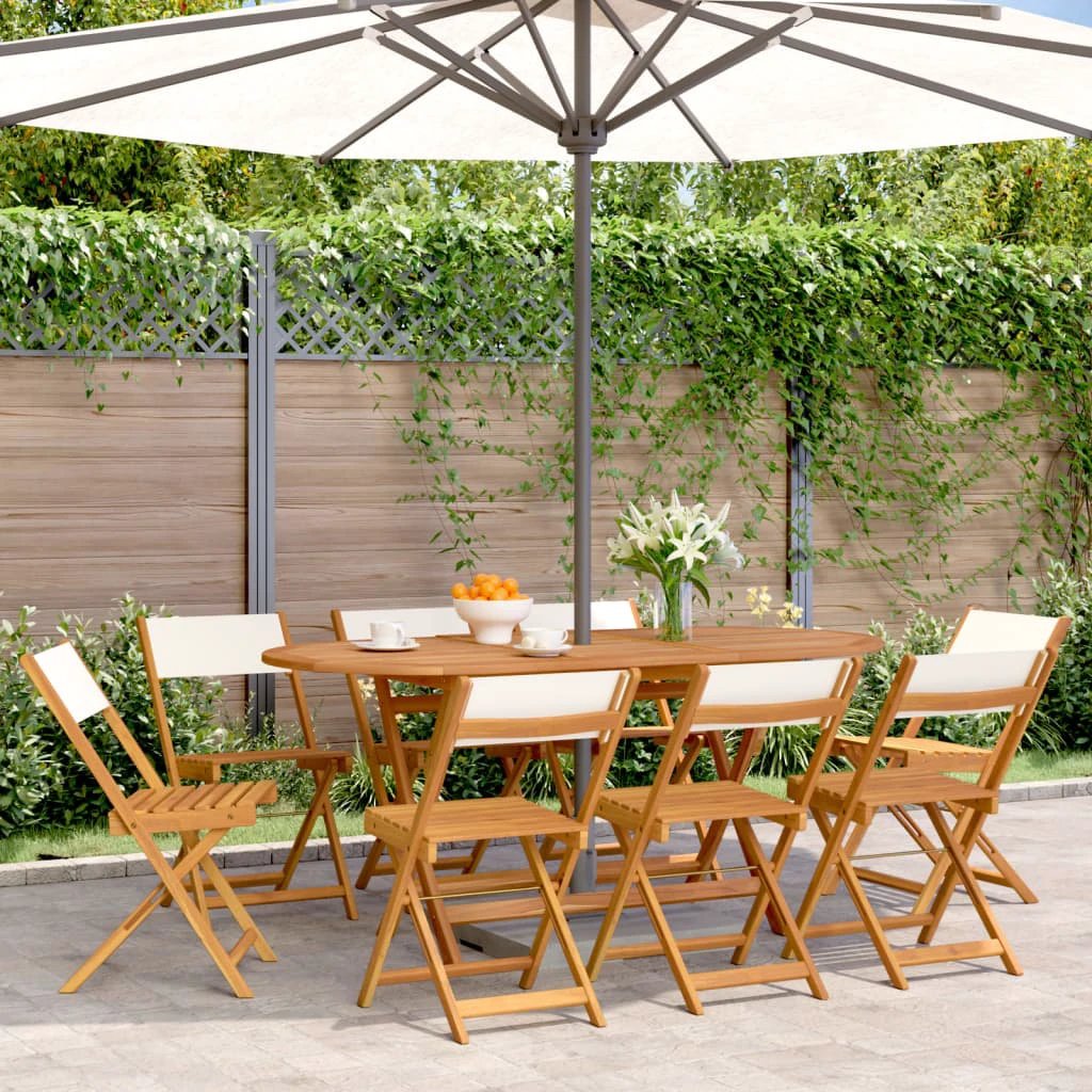 vidaXL Bistro Chairs 2 pcs Cream White Solid Wood Acacia and Fabric - Bistro Sets