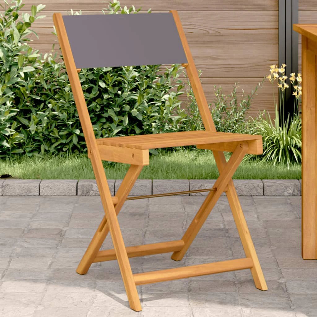vidaXL Bistro Chairs 2 pcs Cream White Solid Wood Acacia and Fabric - Bistro Sets