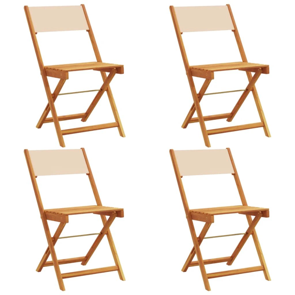 vidaXL Bistro Chairs 2 pcs Cream White Solid Wood Acacia and Fabric by vidaXL