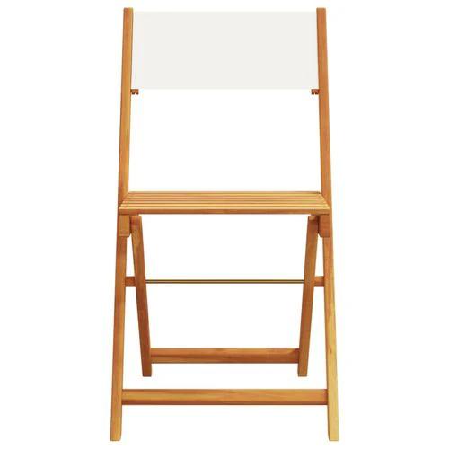 vidaXL Bistro Chairs 2 pcs Cream White Solid Wood Acacia and Fabric by vidaXL