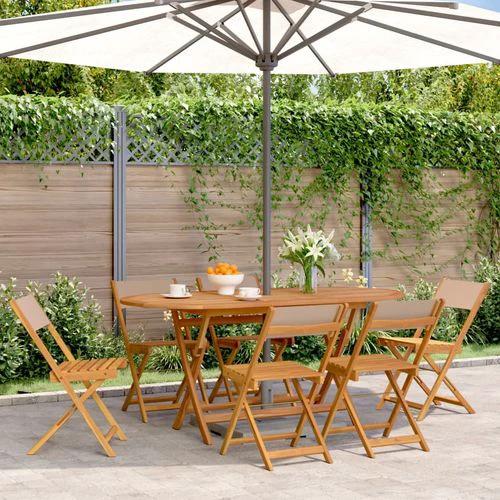 vidaXL Bistro Chairs 2 pcs Cream White Solid Wood Acacia and Fabric by vidaXL