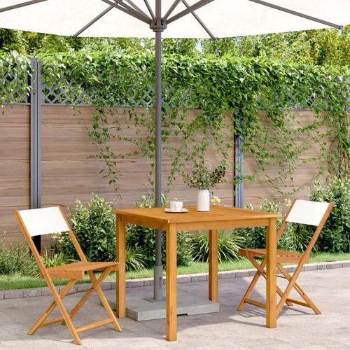 vidaXL Bistro Chairs 2 pcs Cream White Solid Wood Acacia and Fabric by vidaXL
