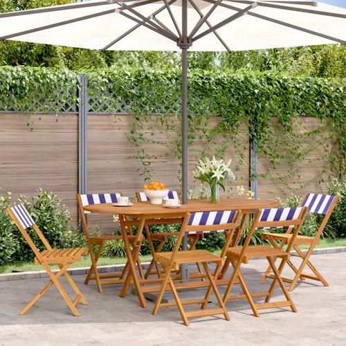 vidaXL Bistro Chairs 2 pcs Cream White Solid Wood Acacia and Fabric by vidaXL