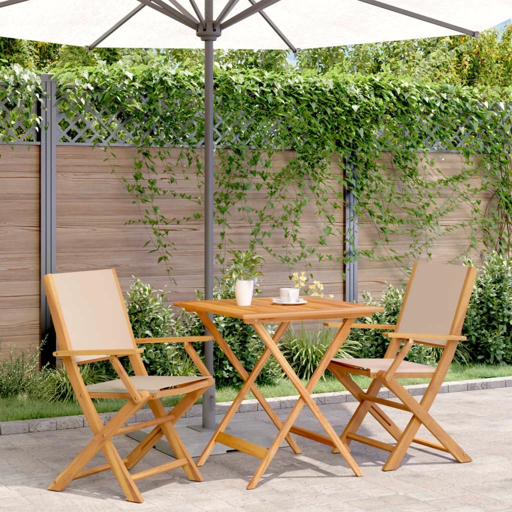 vidaXL 3 Piece Bistro Set Cream White Fabric and Solid Wood by vidaXL