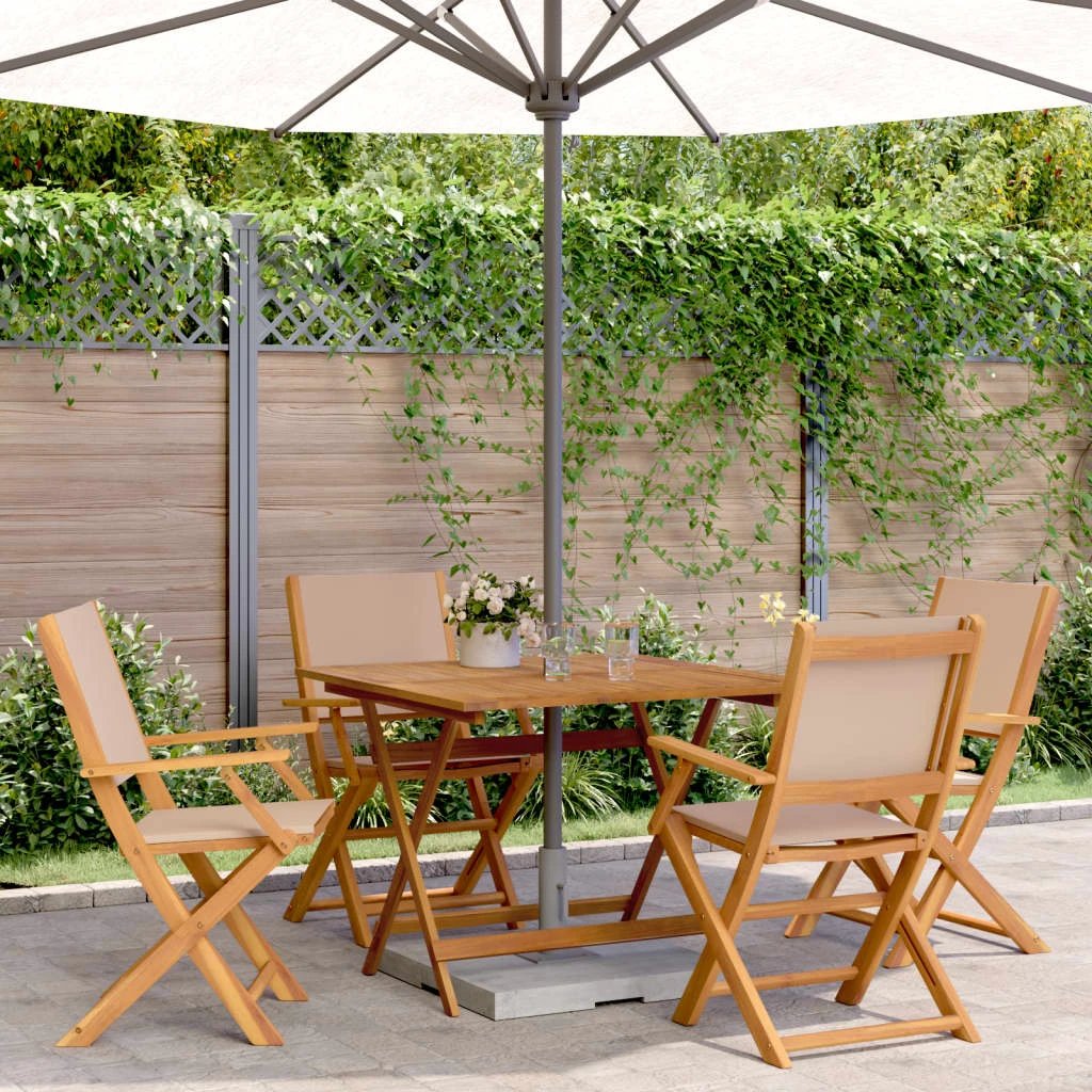 vidaXL vidaXL 3 Piece Bistro Set Cream White Fabric and Solid Wood - Bistro Sets