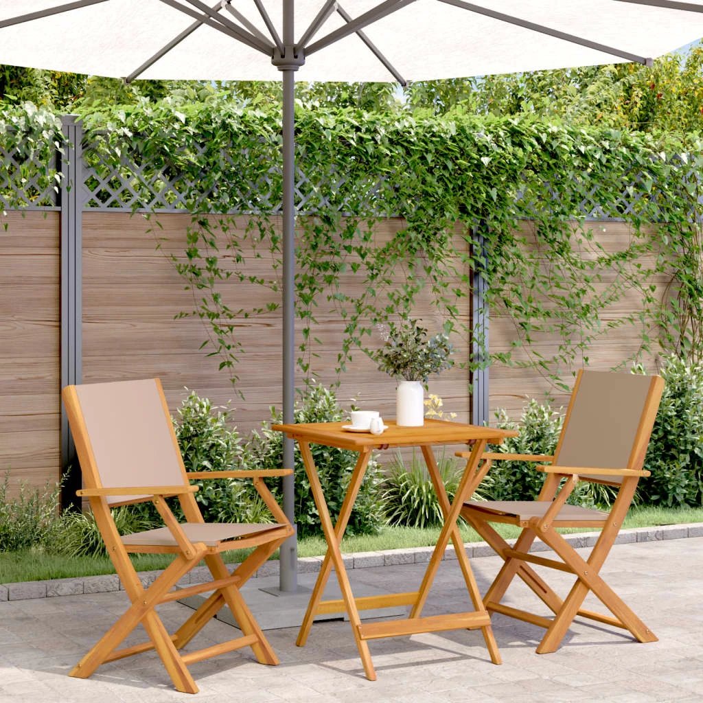 vidaXL 3 Piece Bistro Set Cream White Fabric and Solid Wood by vidaXL