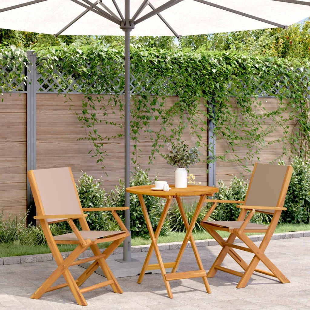 vidaXL vidaXL 3 Piece Bistro Set Cream White Fabric and Solid Wood - Bistro Sets