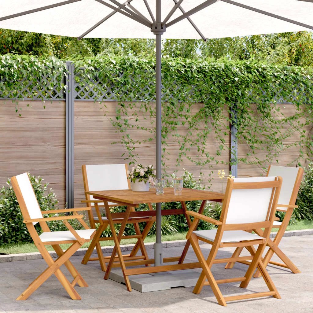 vidaXL vidaXL 3 Piece Bistro Set Cream White Fabric and Solid Wood - Bistro Sets
