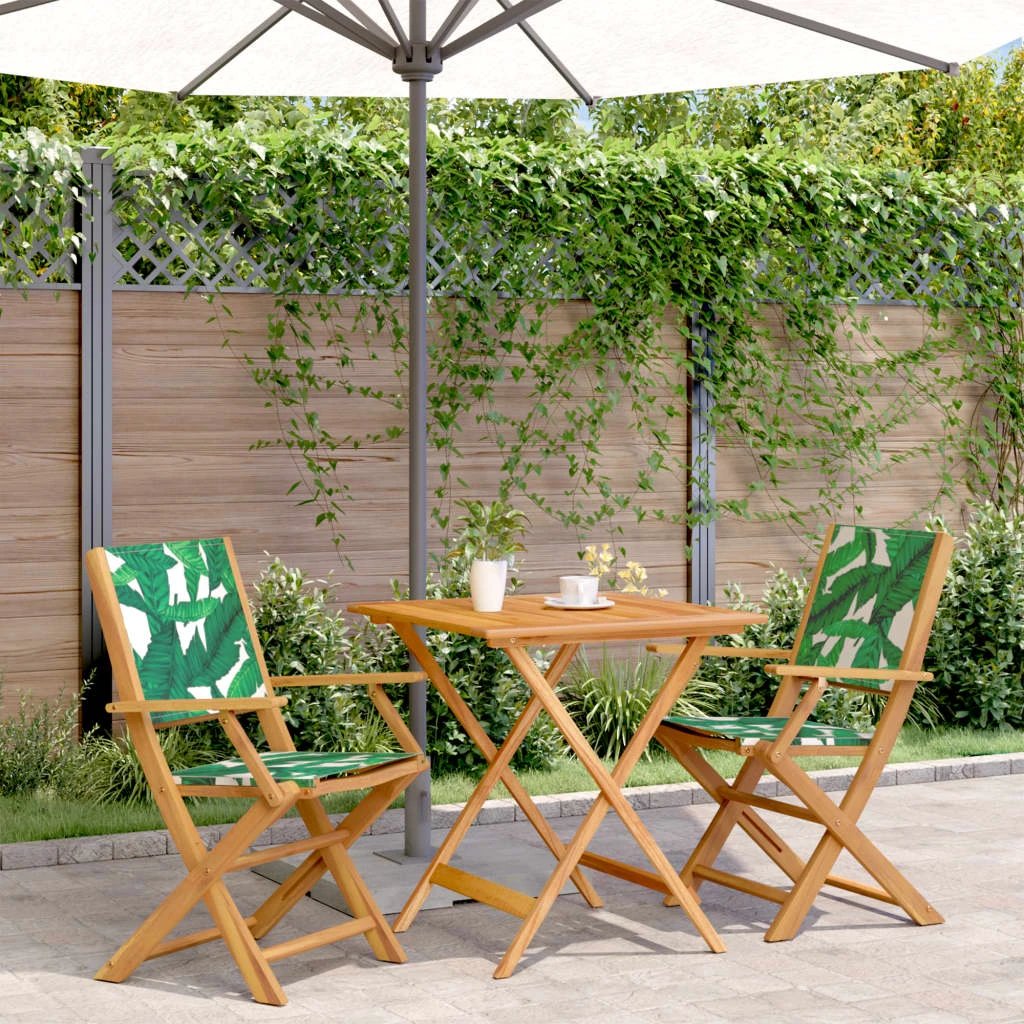 vidaXL vidaXL 3 Piece Bistro Set Cream White Fabric and Solid Wood - Bistro Sets
