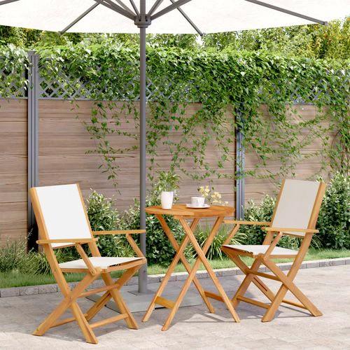 vidaXL 3 Piece Bistro Set Cream White Fabric and Solid Wood by vidaXL