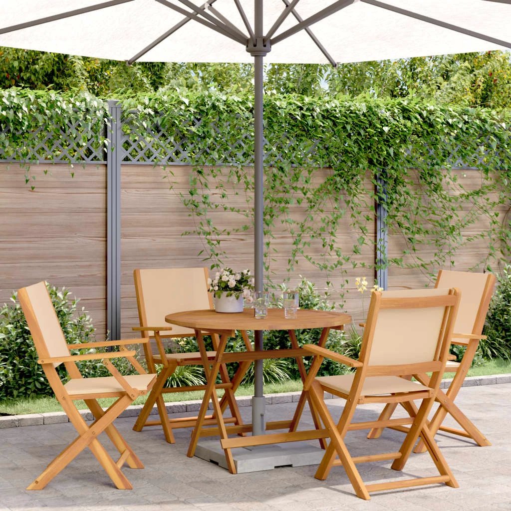 vidaXL vidaXL 3 Piece Bistro Set Cream White Fabric and Solid Wood - Bistro Sets