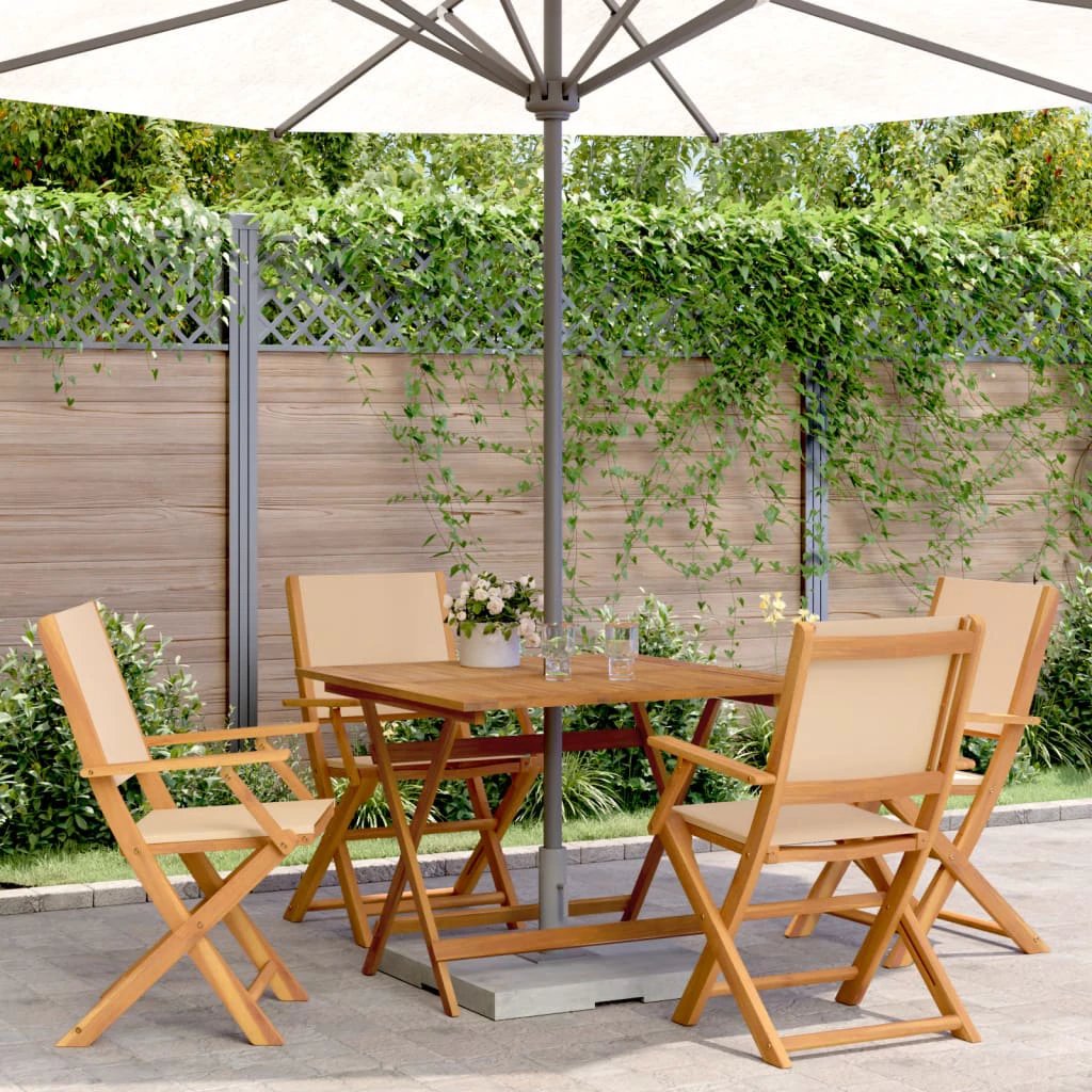 vidaXL vidaXL 3 Piece Bistro Set Cream White Fabric and Solid Wood - Bistro Sets