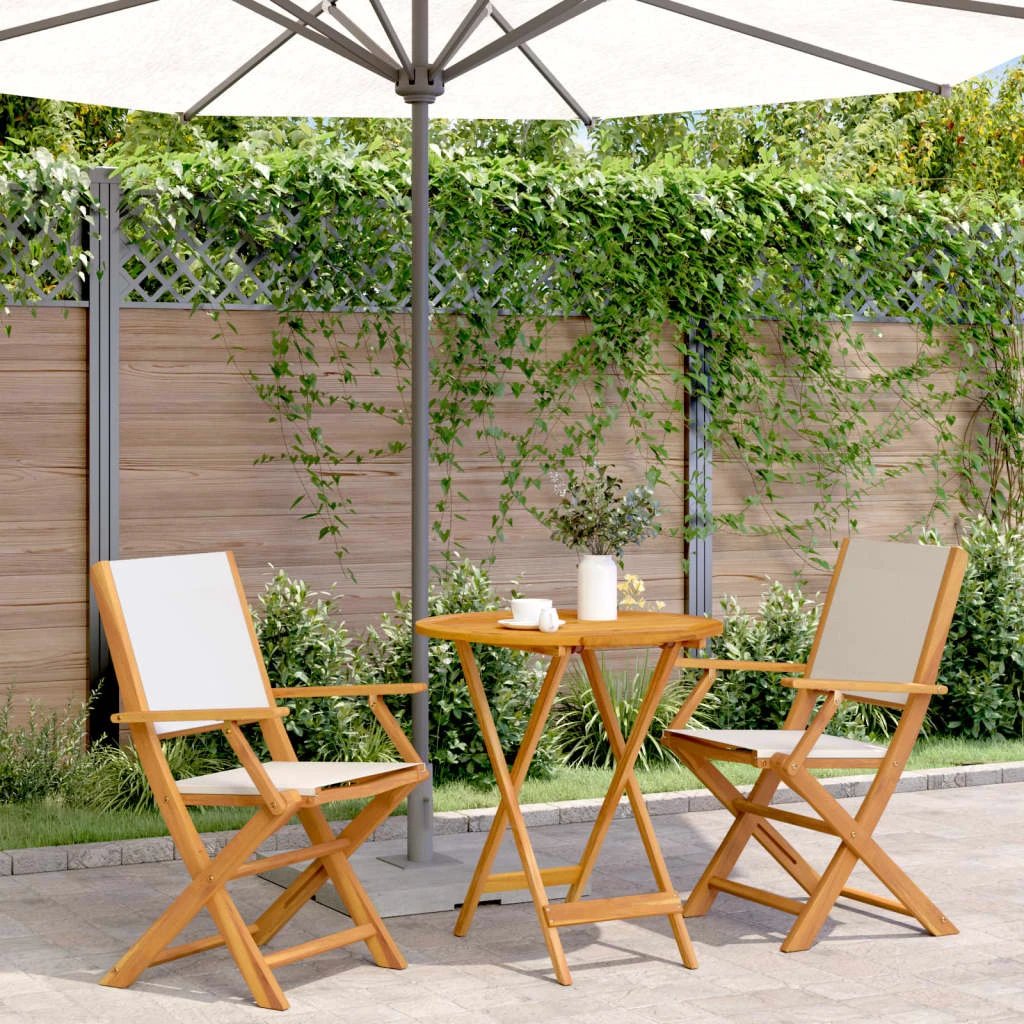 vidaXL 3 Piece Bistro Set Cream White Fabric and Solid Wood by vidaXL