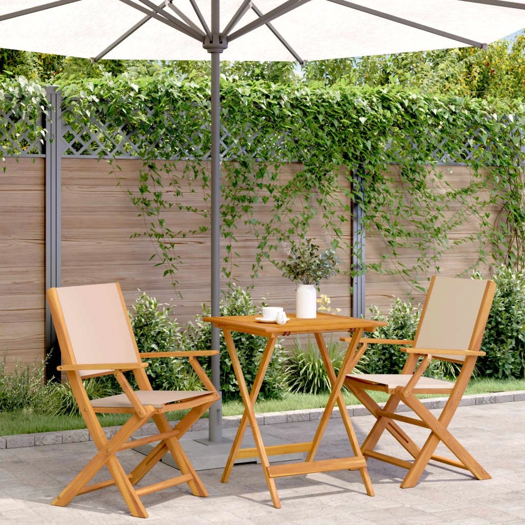vidaXL 3 Piece Bistro Set Cream White Fabric and Solid Wood by vidaXL